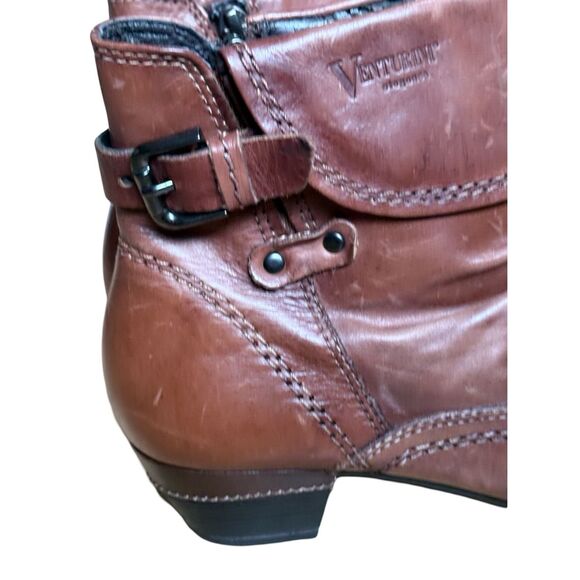 Venturini Eleganza Brown Leather Ankle Boots Women size 7 - Picture 6 of 14